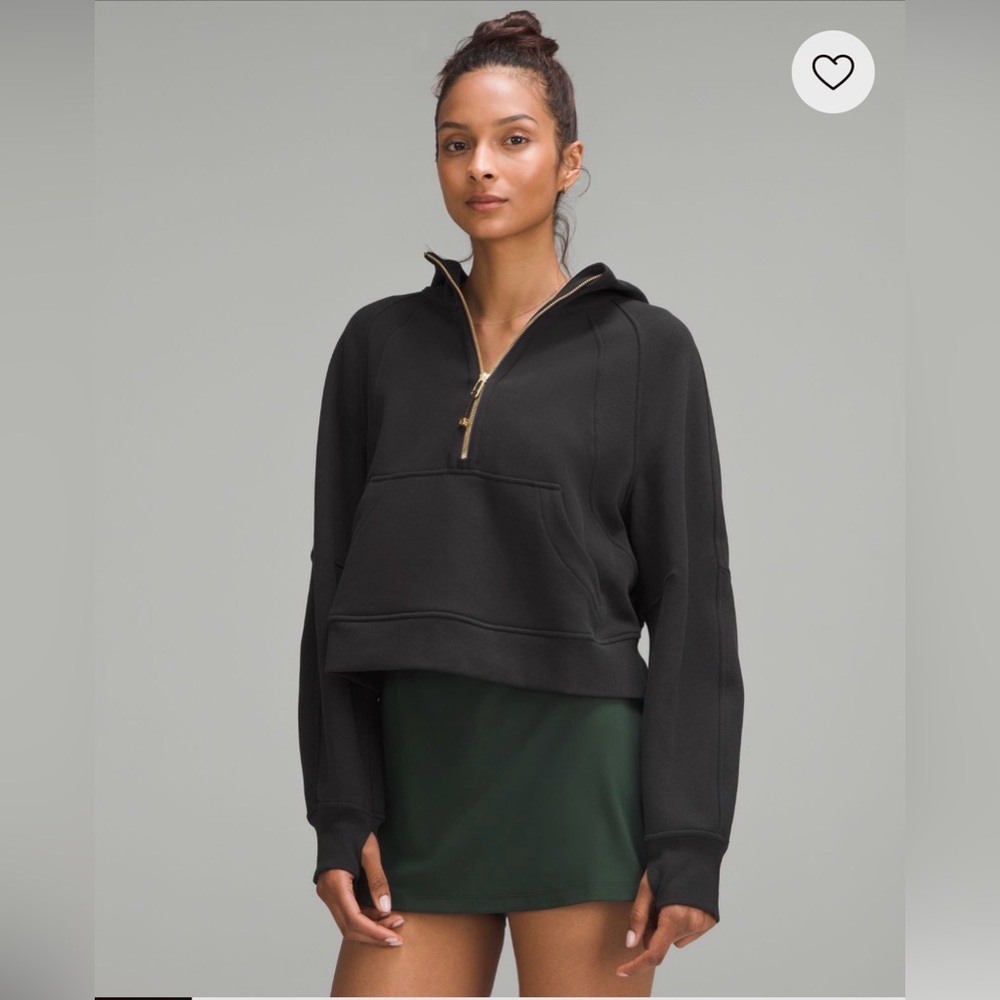 Lululemon Oversized Half Zip Scuba Hoodie Black with Gold Zipper Size M/L